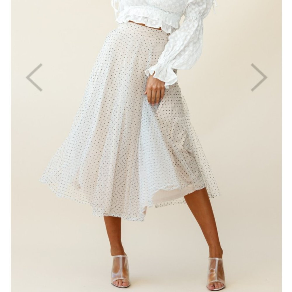 Jasmine hail spot mesh midi skirt